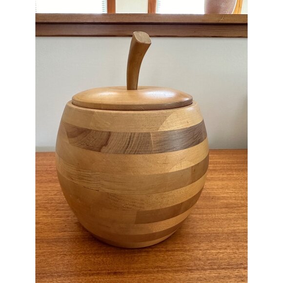 MCM Baribocraft Wood Apple Ice Bucket Retro Vintage Barware Kitchen - Picture 1 of 12